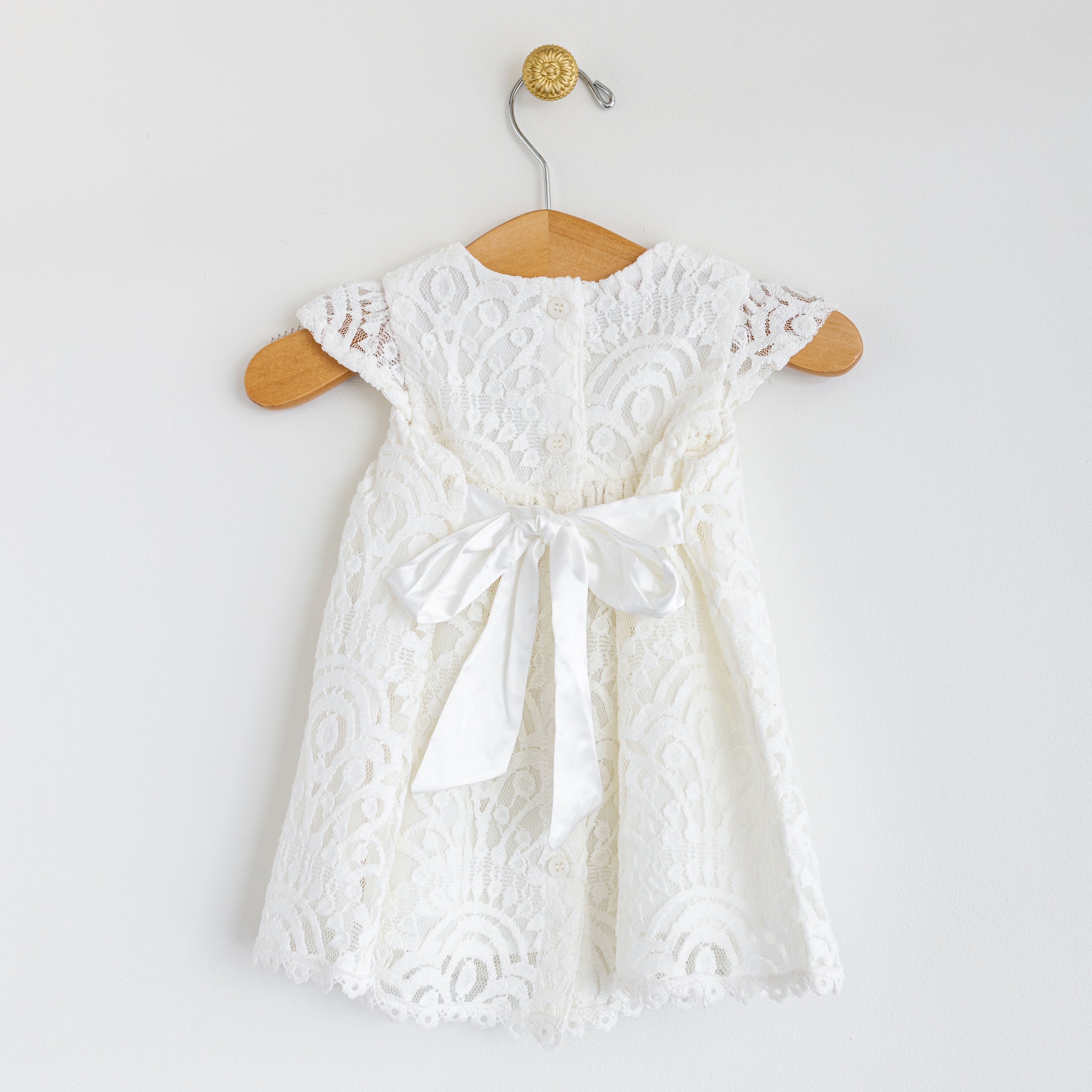 White Lace Dress & Bonnet