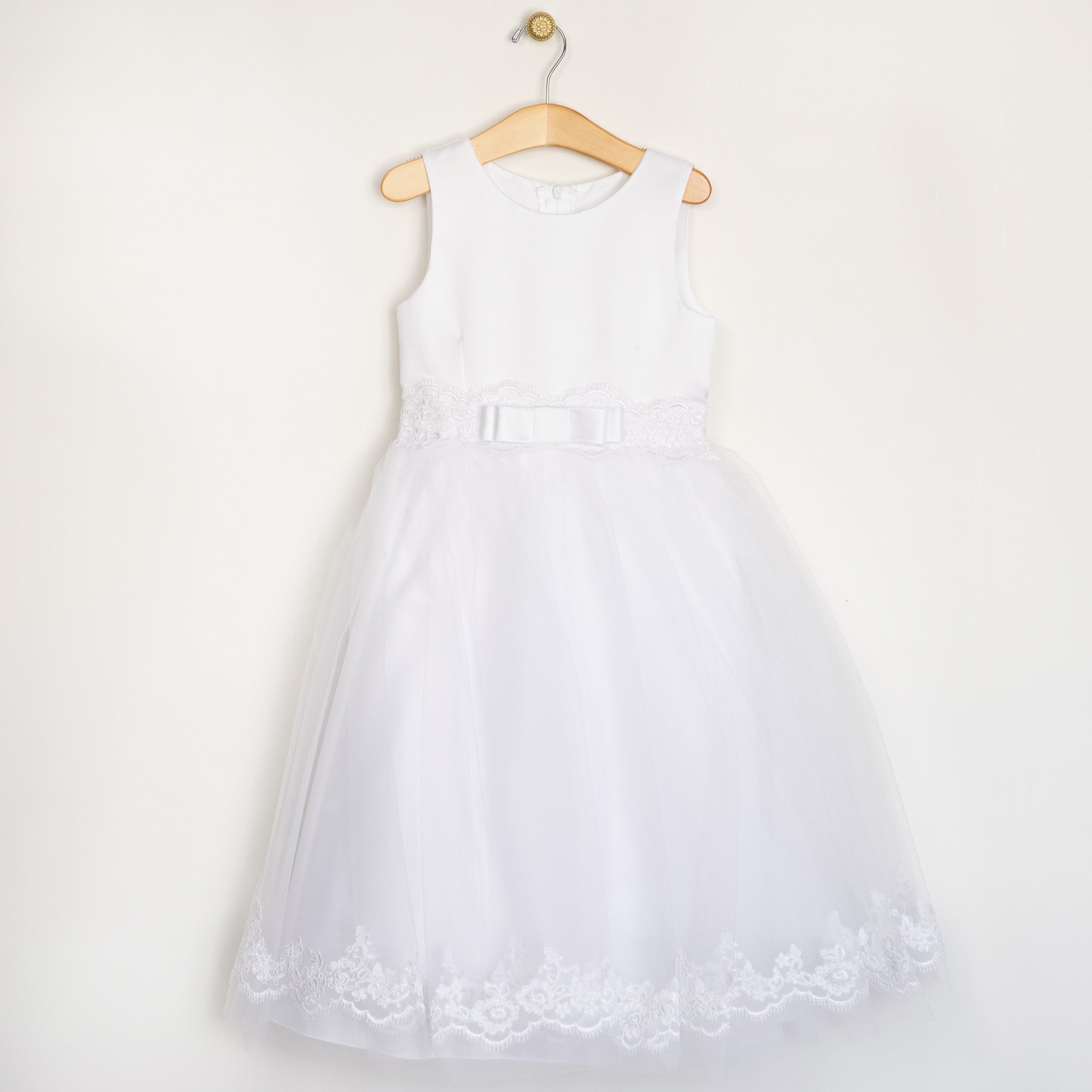 White Tulle & Lace Bow Dress