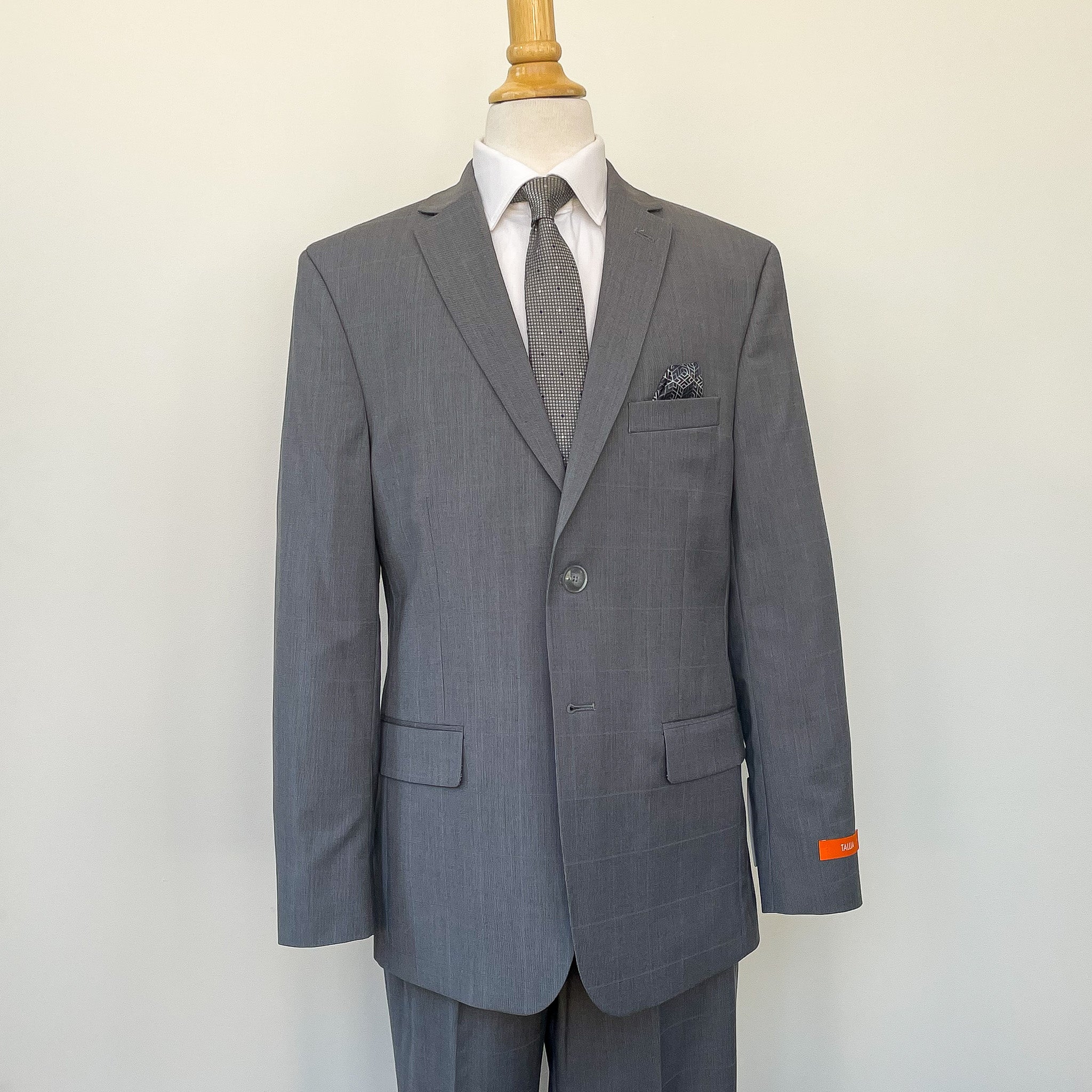 Grey Blue Windowpane Suit