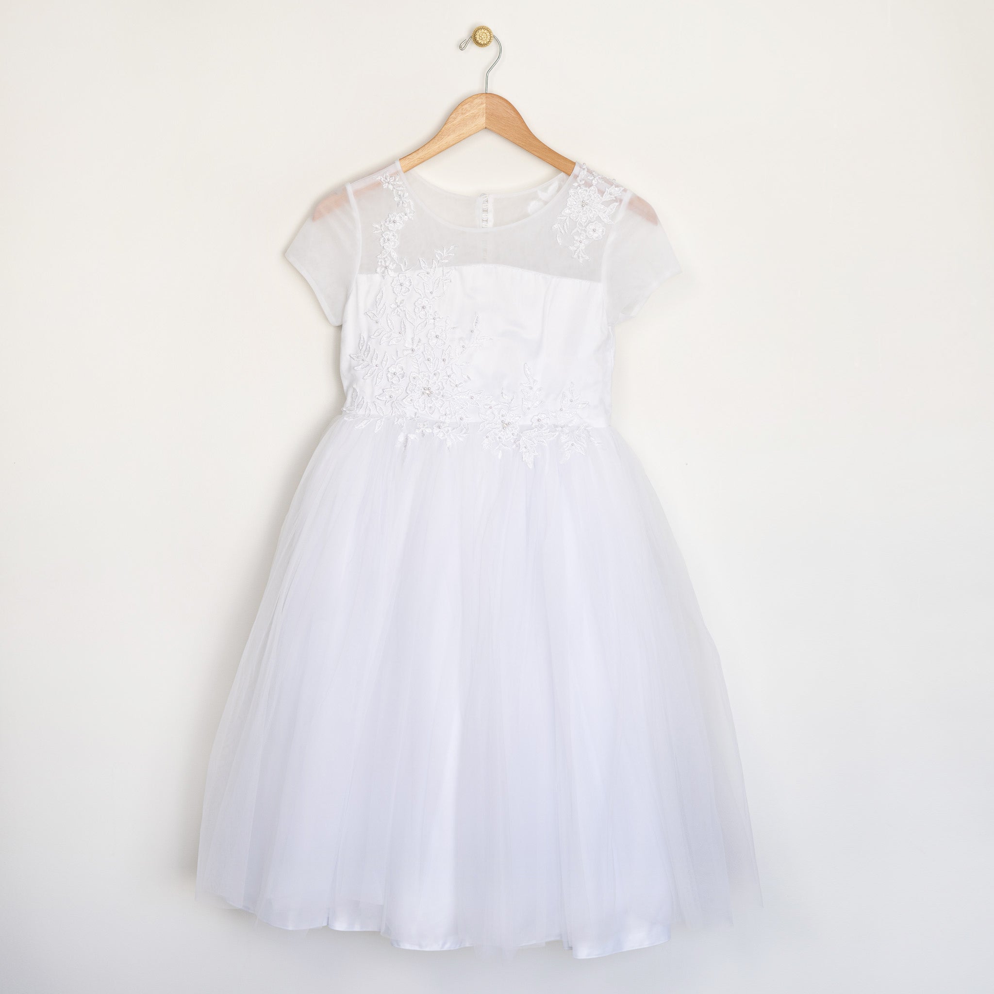 Embroidered Pearl on Tulle Plus Size Dress