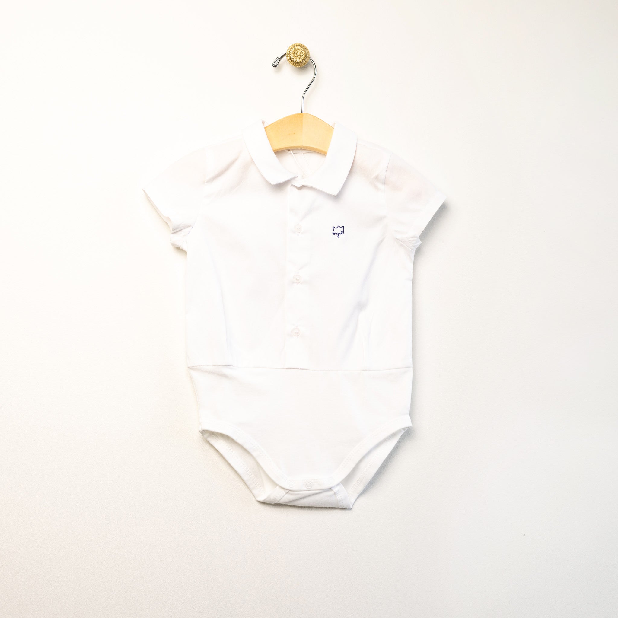 White Woven Shirt Onesie