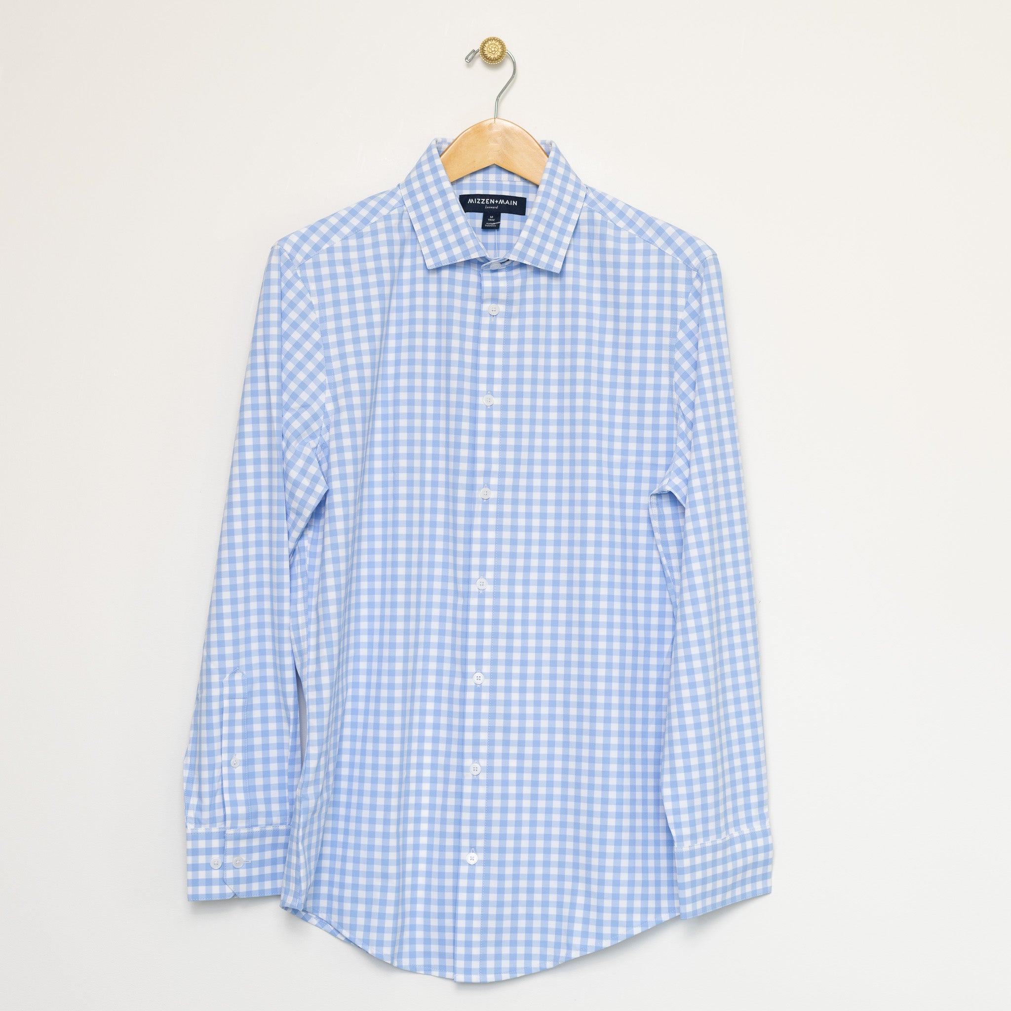 Light Blue Gingham LS Dress Shirt