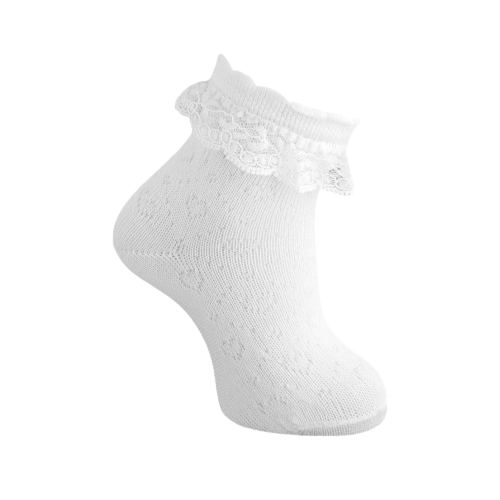 Girl's White Pointelle Anklet Sock