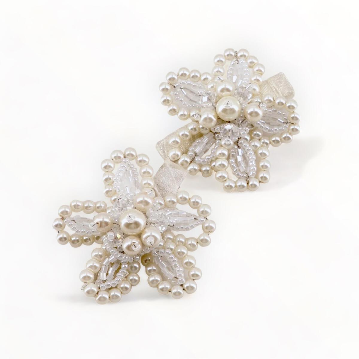 Hair Clip Set of 2 Pearl Garden Flowers