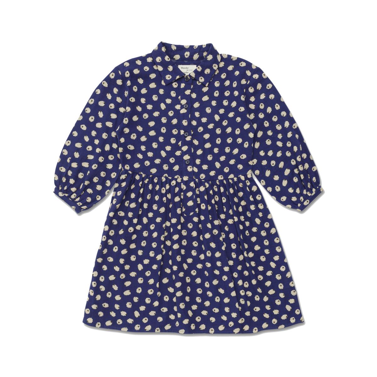 Navy Sheep Print Shirt Dress