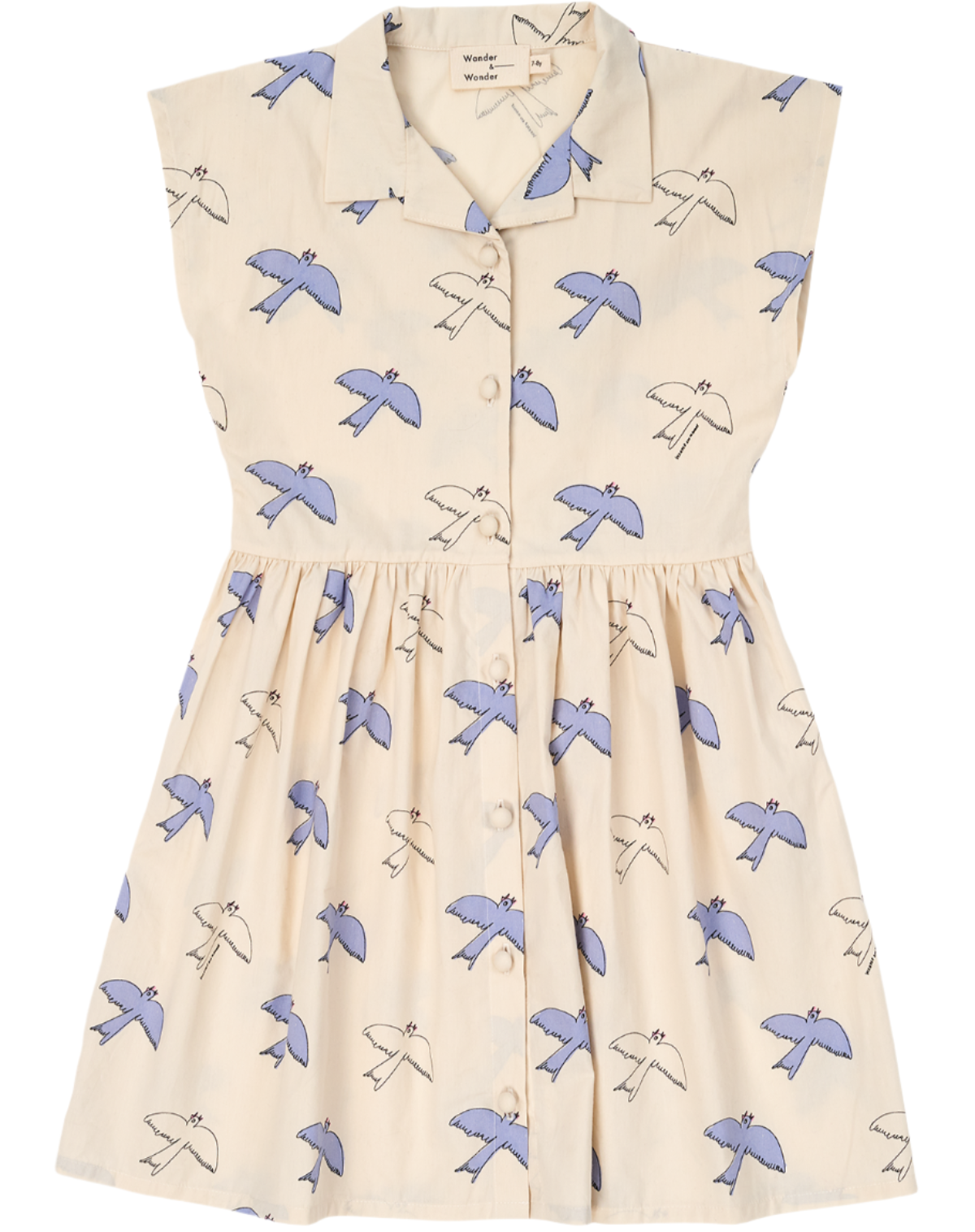 Cream Blue Tiago Bird Shirt Dress