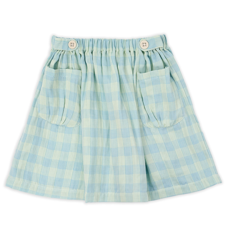 Mint Blue Check Skirt