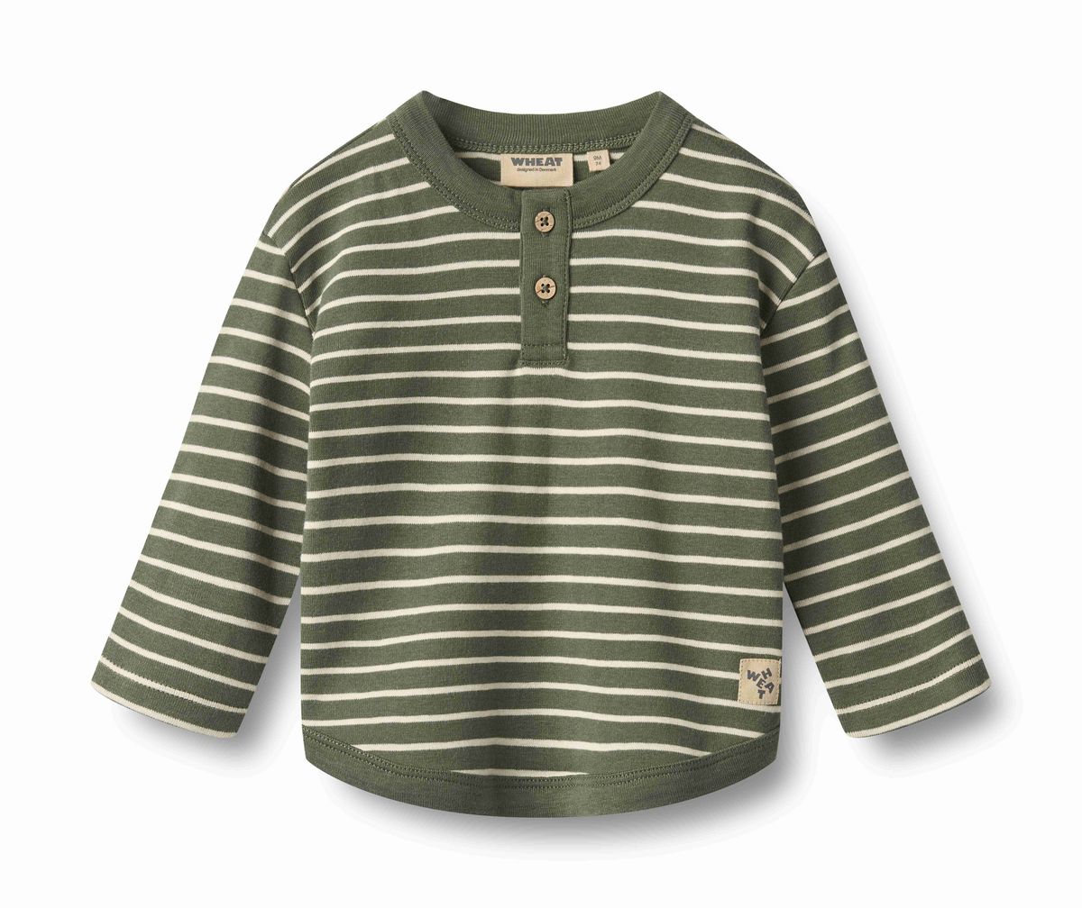Dark Green Stripe Infant Henley Tee