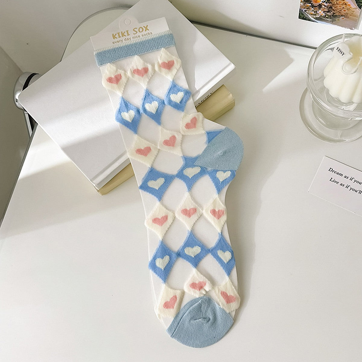 Sheer Texture Heart Socks