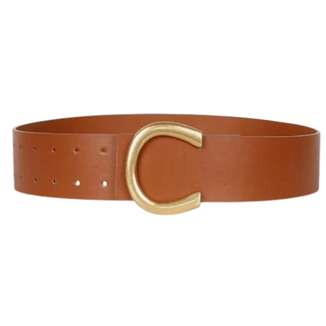 Wide Horseshoe Buckle Belt