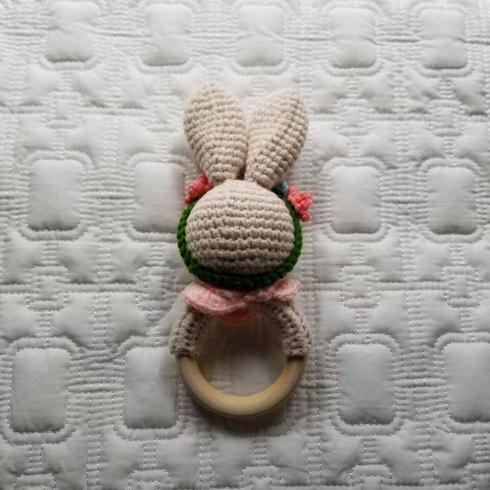 Hand Crochet Floral Bunny Rattle