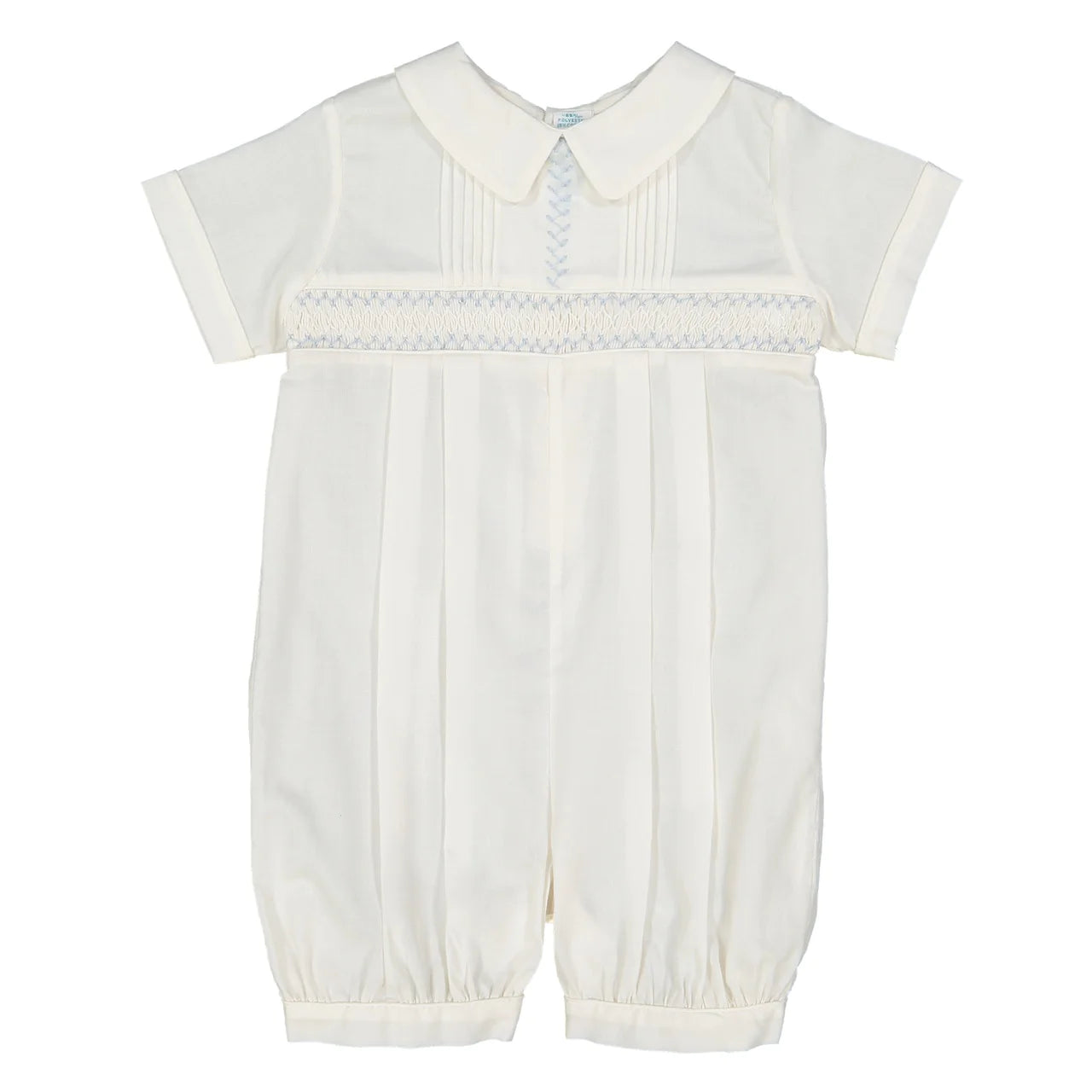 Ecru Vintage Romper Blue Embroidery