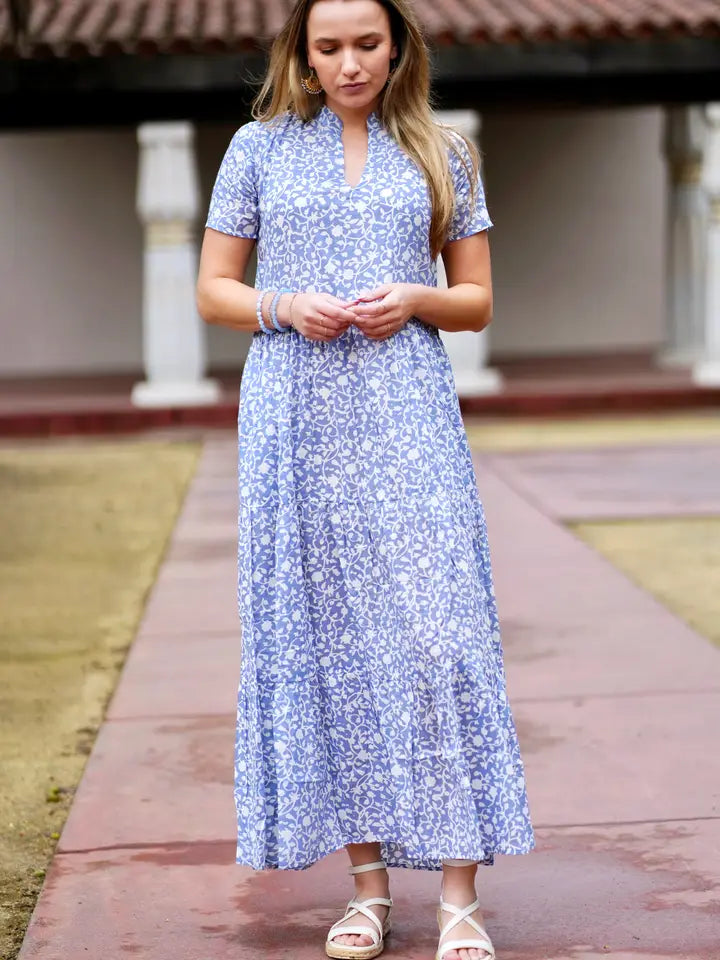 Alia Blue Floral Midi Dress