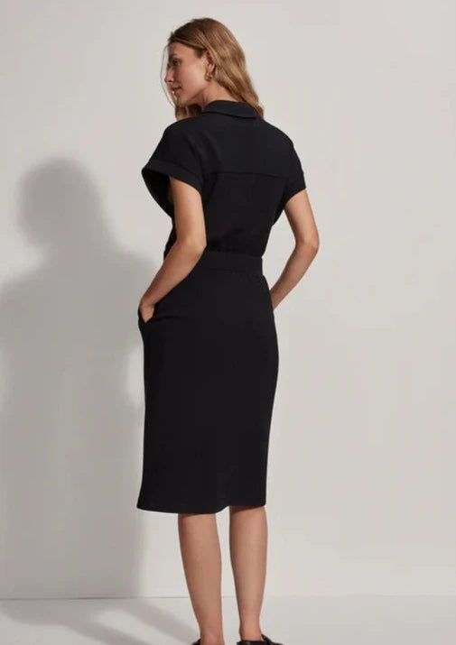 Varley Louisa Black Double Soft Zip Dress