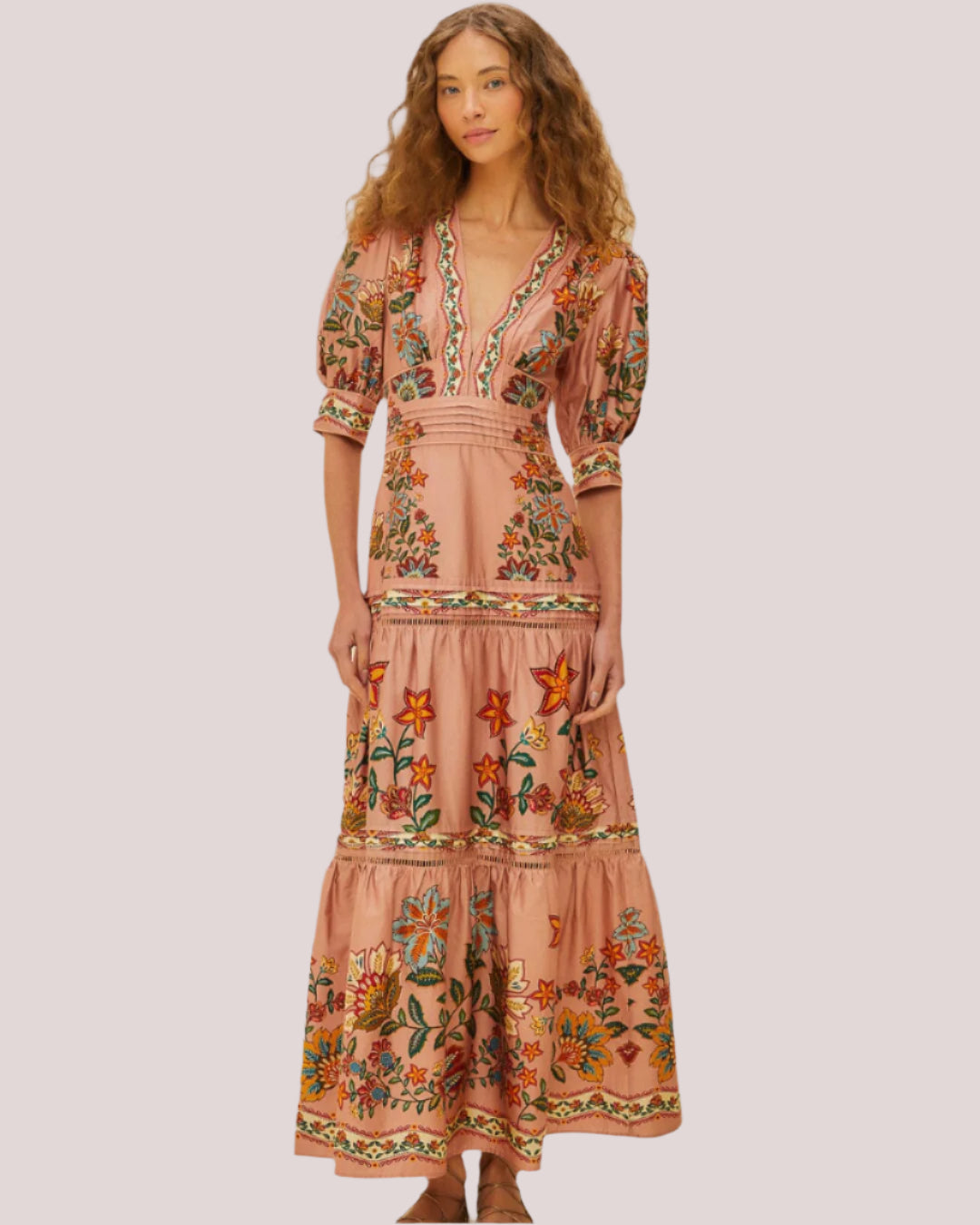 Farm Rio Pink Garden Floral Dress