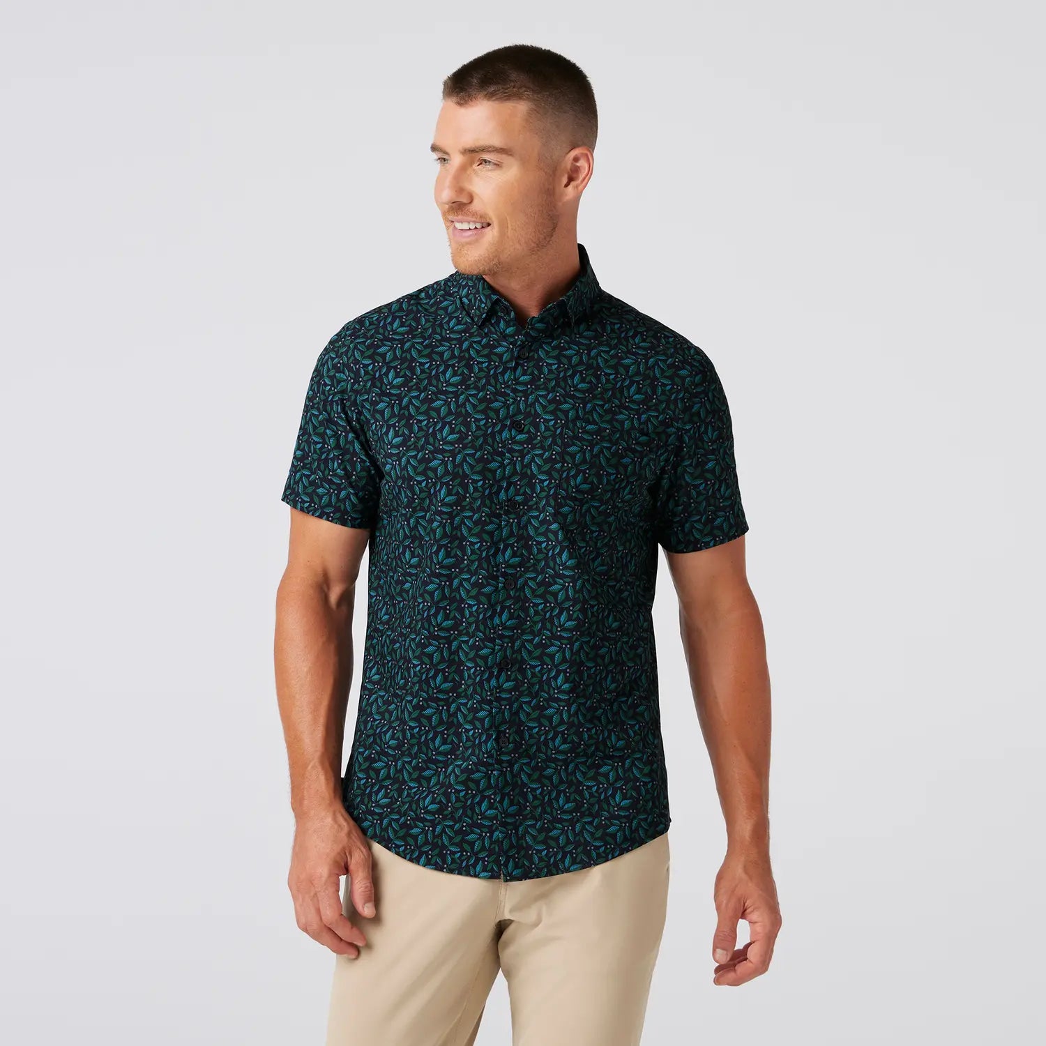 Leeward SS Navy Foliage Tech Shirt