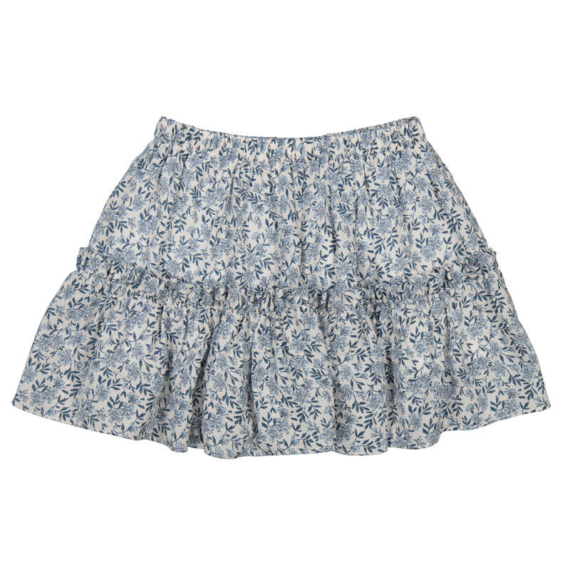 Blue Floral Print Peasant Top and Skirt