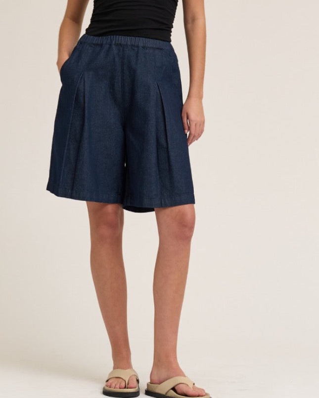 Indigo Inverted Pleated Long Short