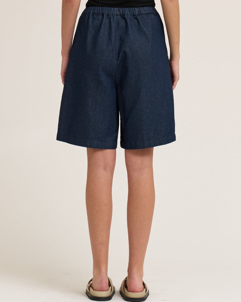 Indigo Inverted Pleated Long Short