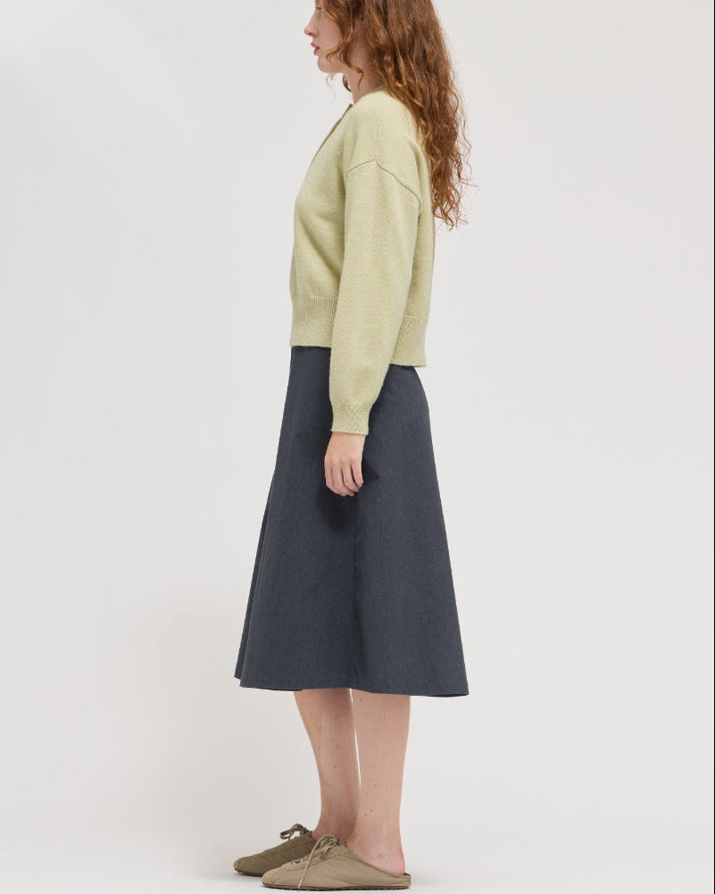 Graphite Poplin Knee Length Skirt
