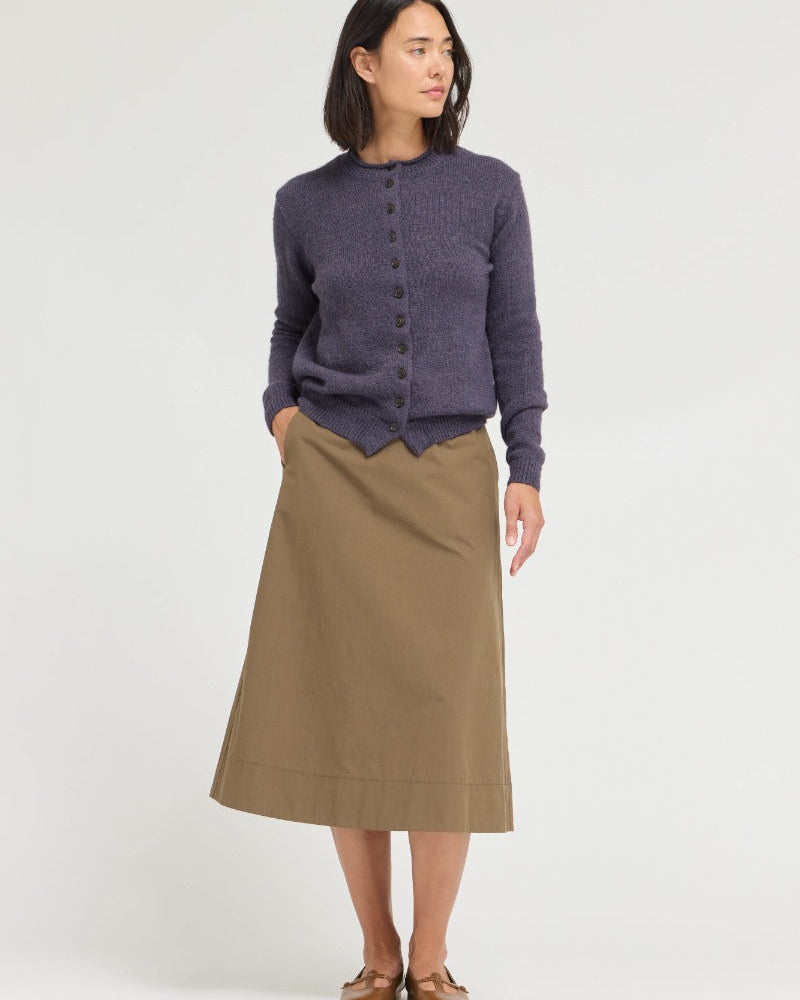 Khaki Poplin Aline Skirt