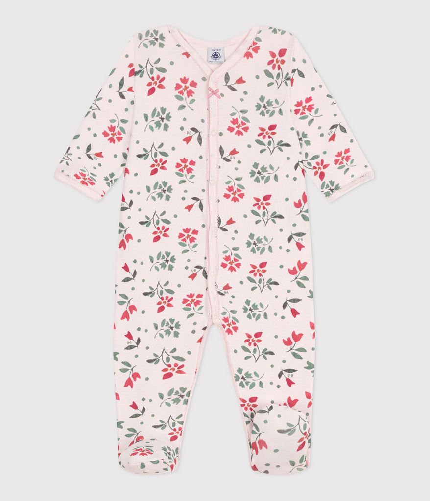 Petit Bateau Pink Block Print Footie