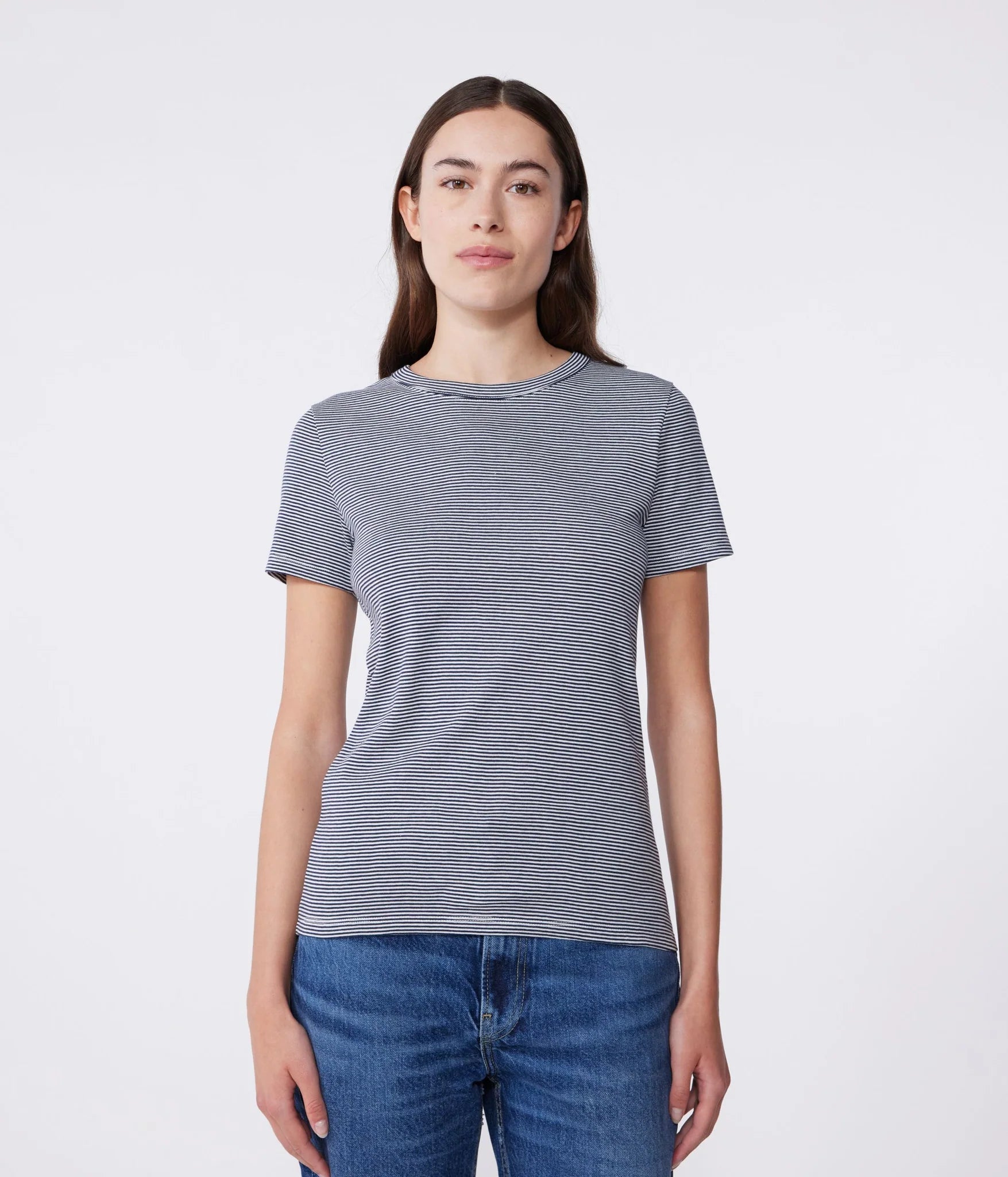 Women's Navy Micro Stripe Tee