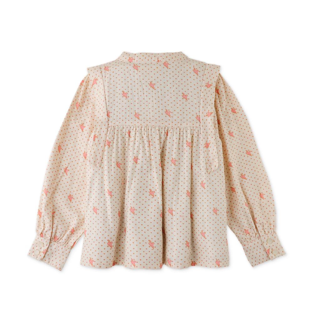 Cream Pink Dot Bird Blouse