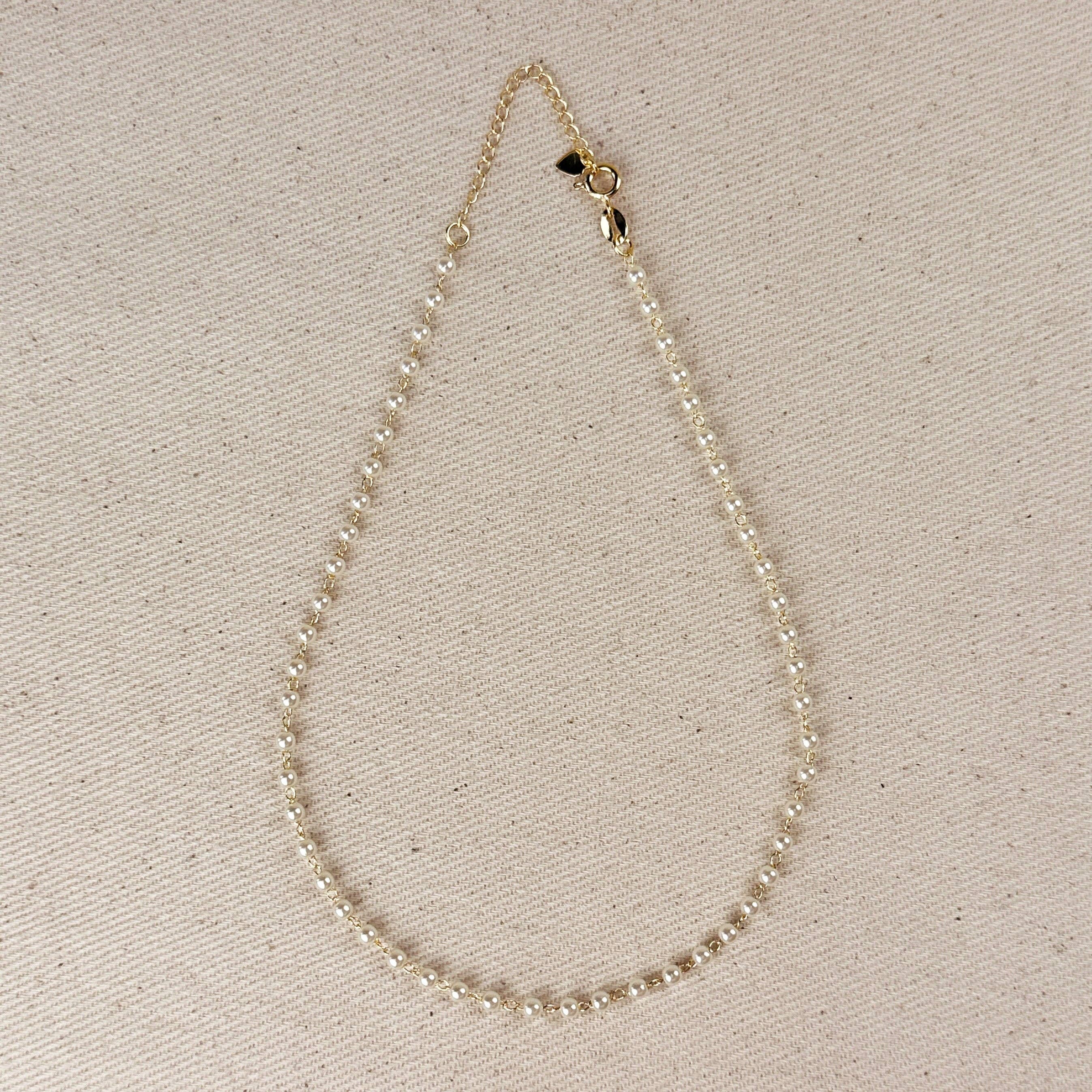 Necklace Choker 18k GF Pearl Chain