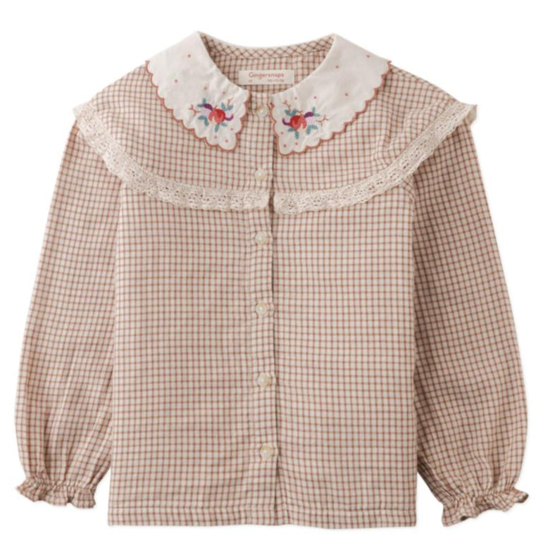 Bernadette Check Blouse Embroidered Collar