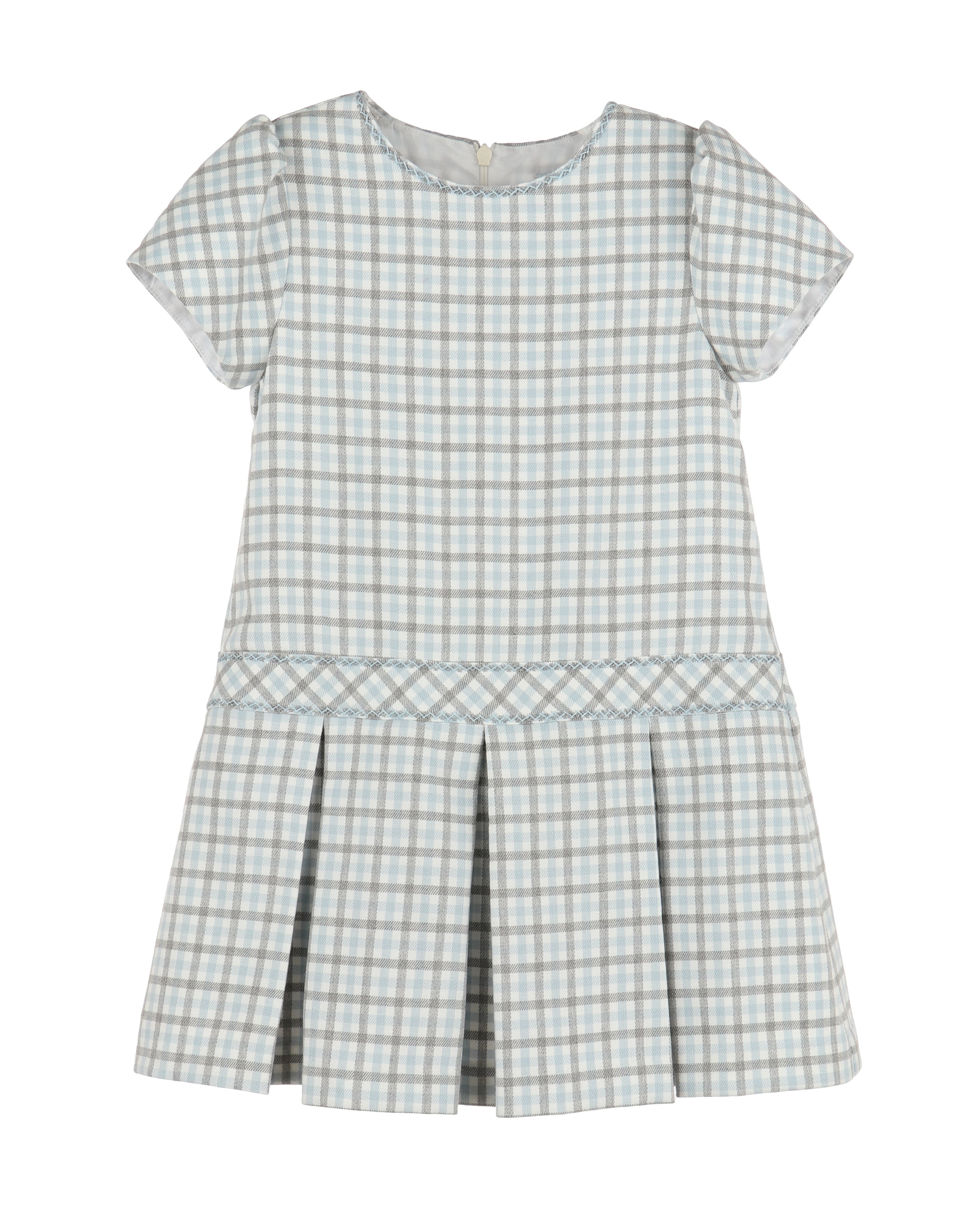 Blue Gray Plaid Drop Waist Dress