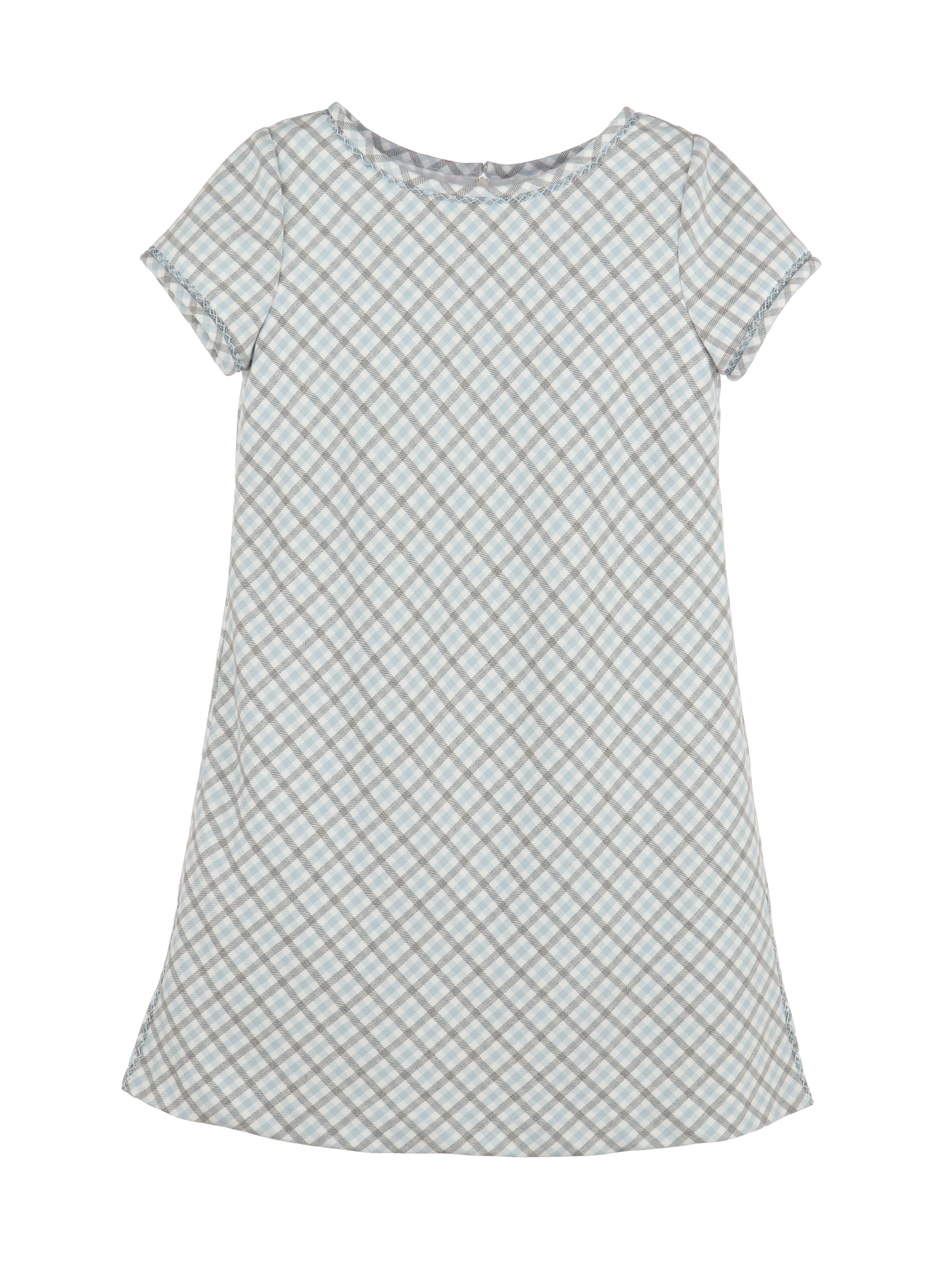 Blue Gray Plaid Drop Waist Dress