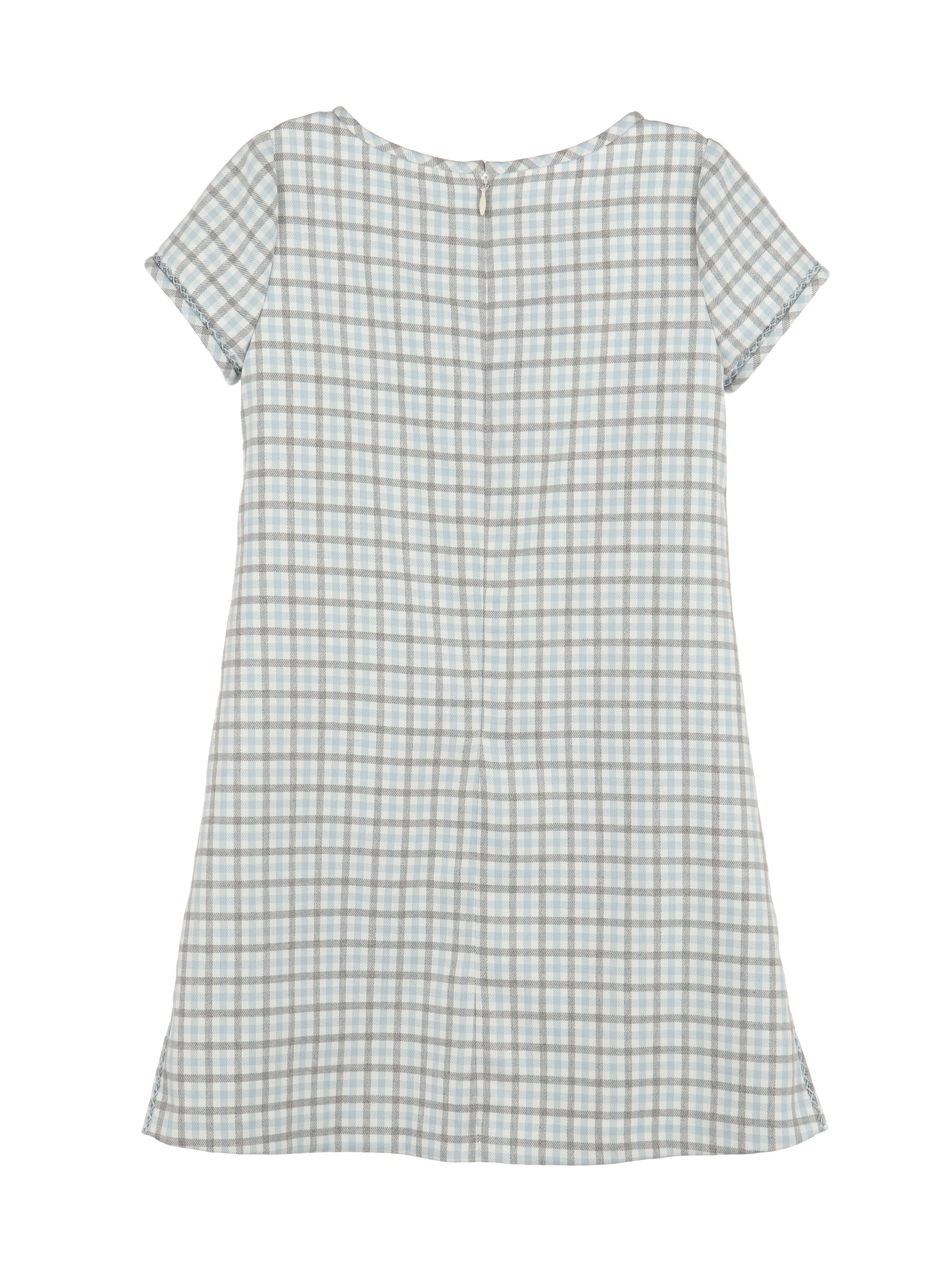 Blue Gray Plaid Drop Waist Dress