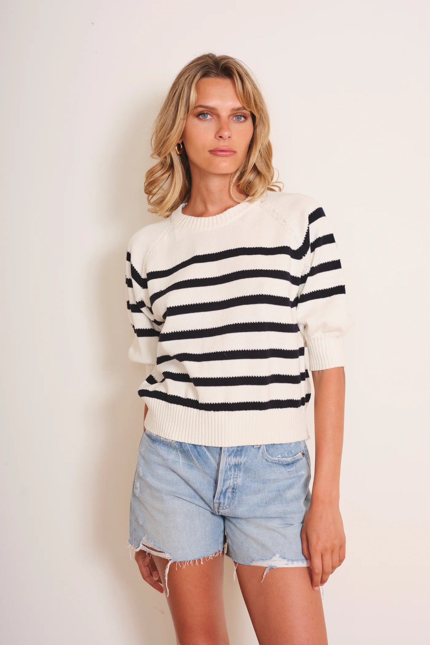 Sarzana White Black Stripe Sweater
