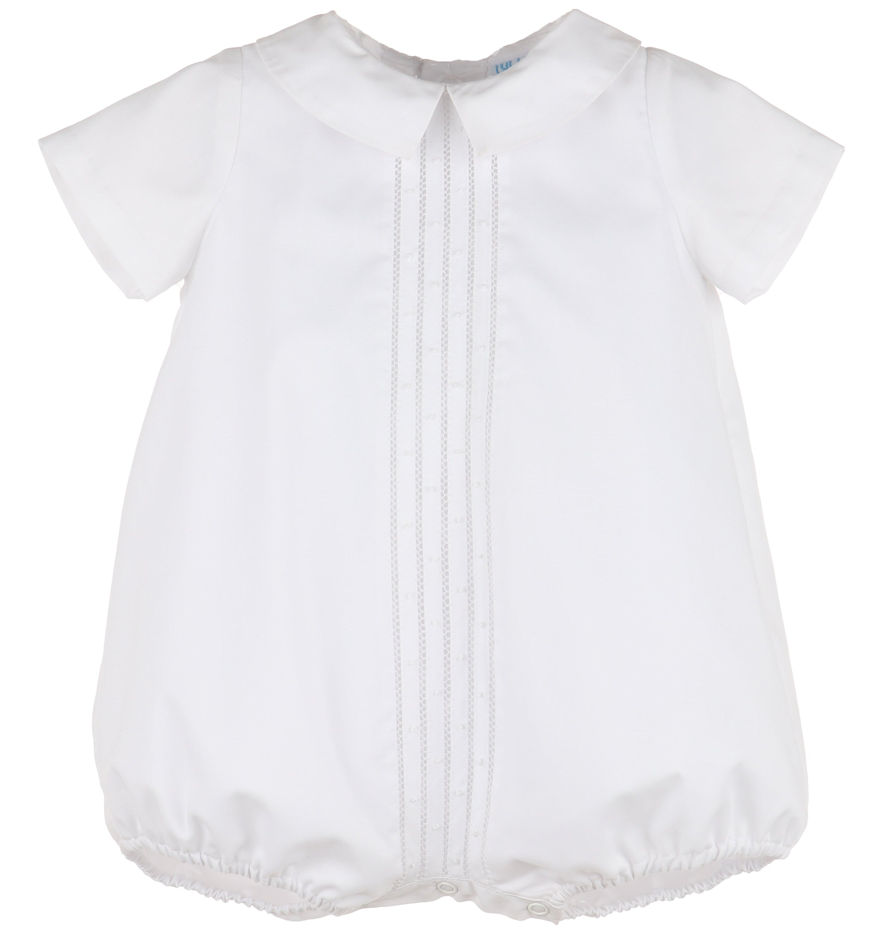 White Romper Vertical Dots and Fagoting