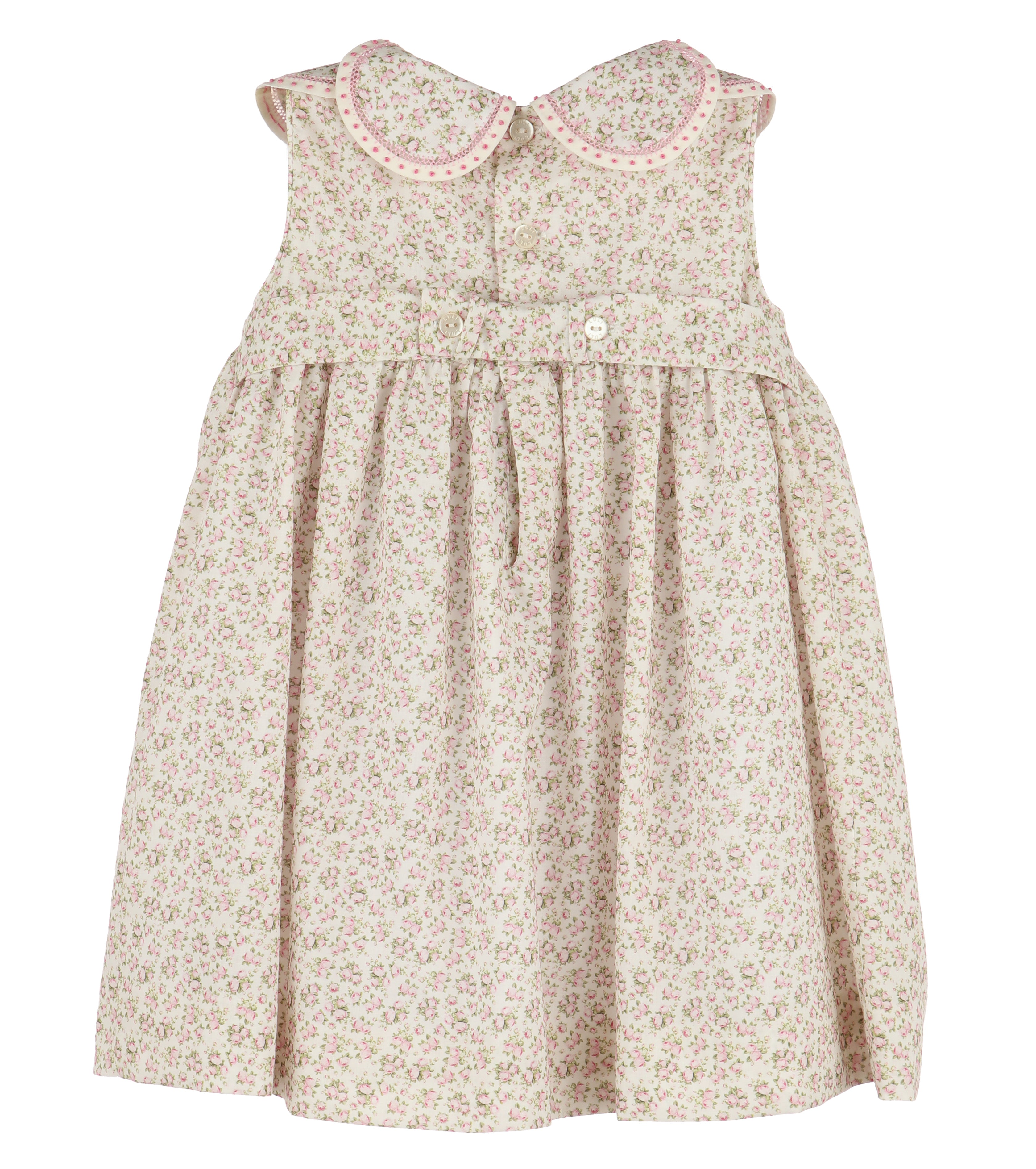 Pink Tea Roses Smocked Infant Dress