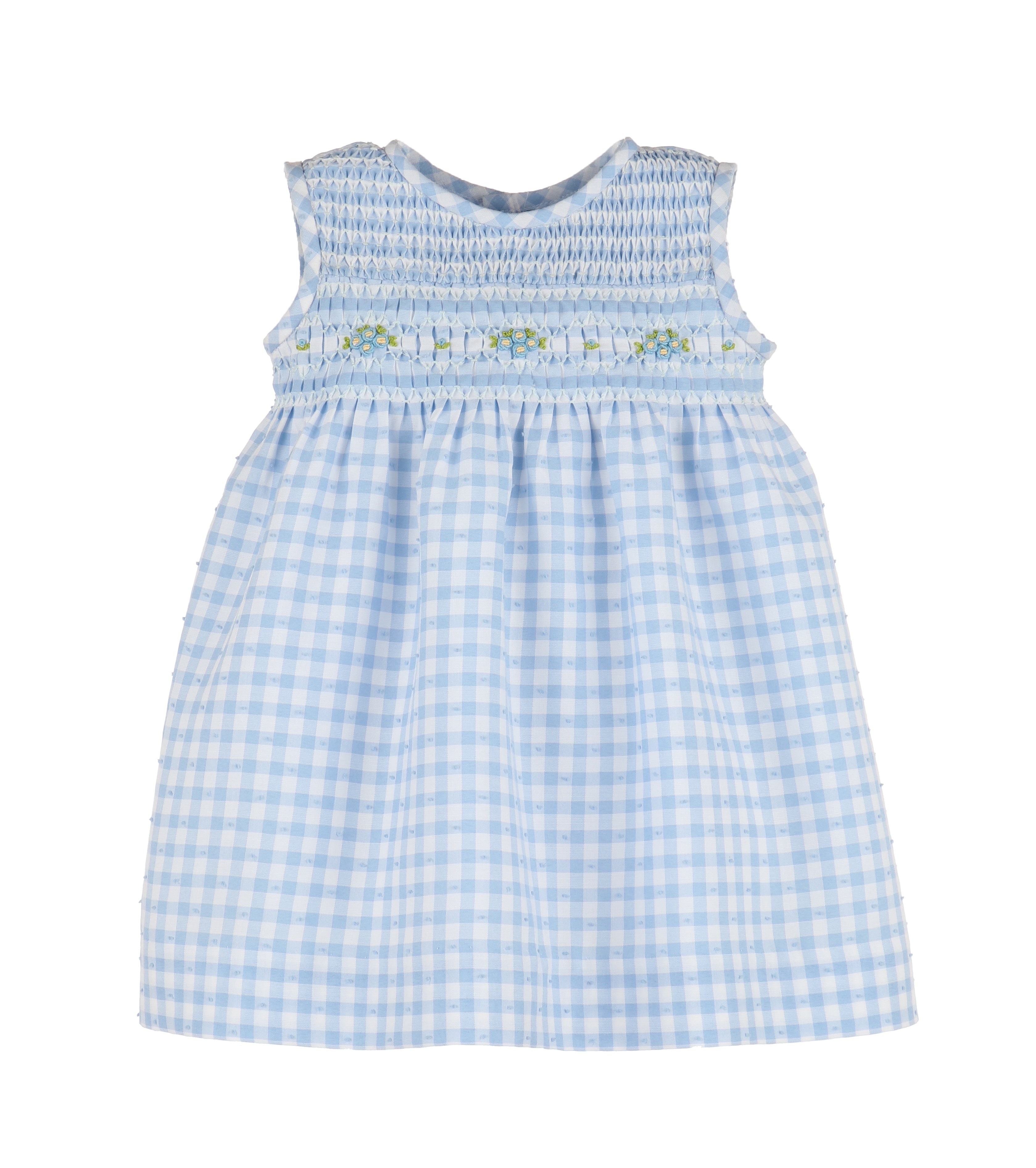 LtBlue Swiss Gingham Smocked Infant Dress