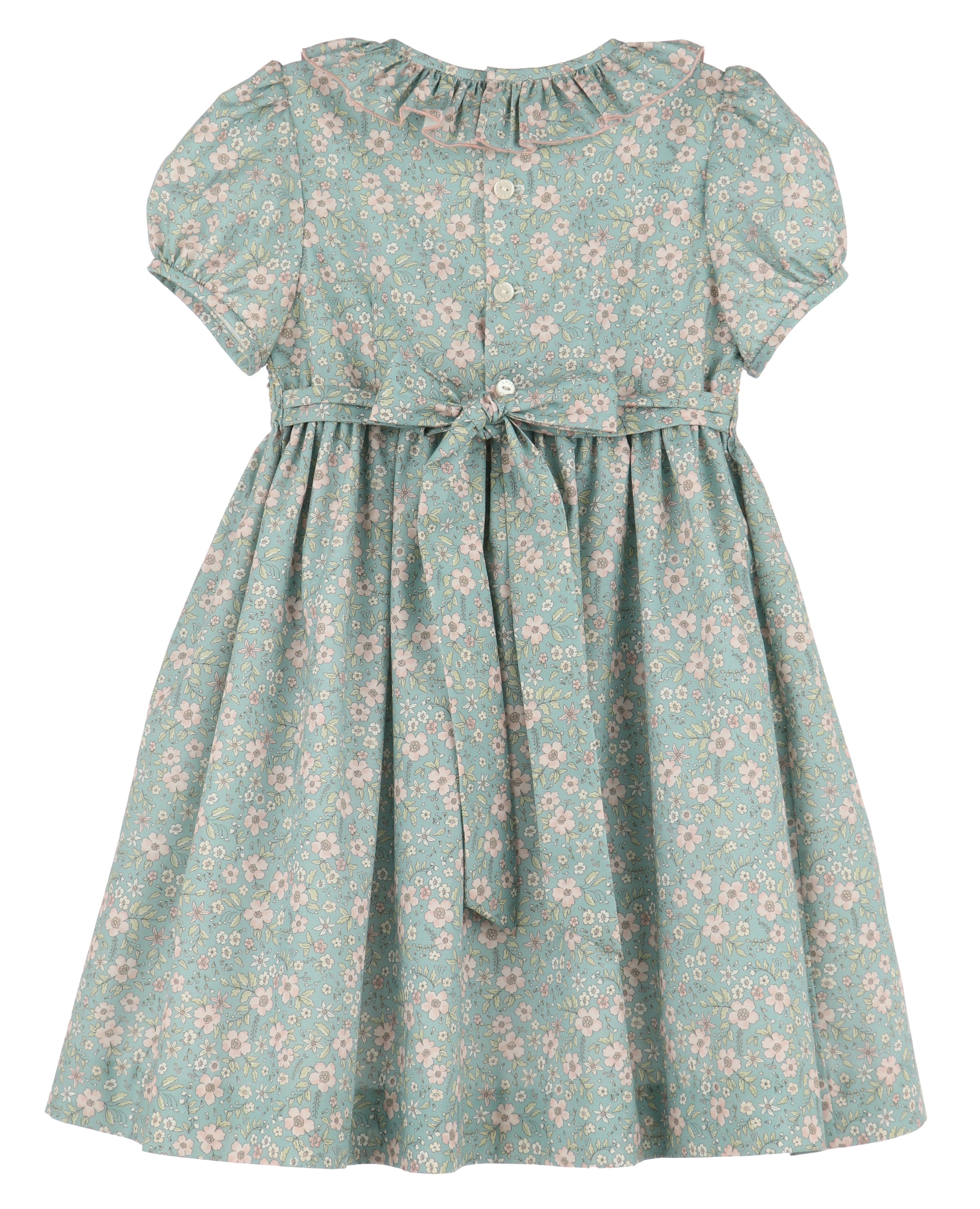 Aqua Print Smocked Dress