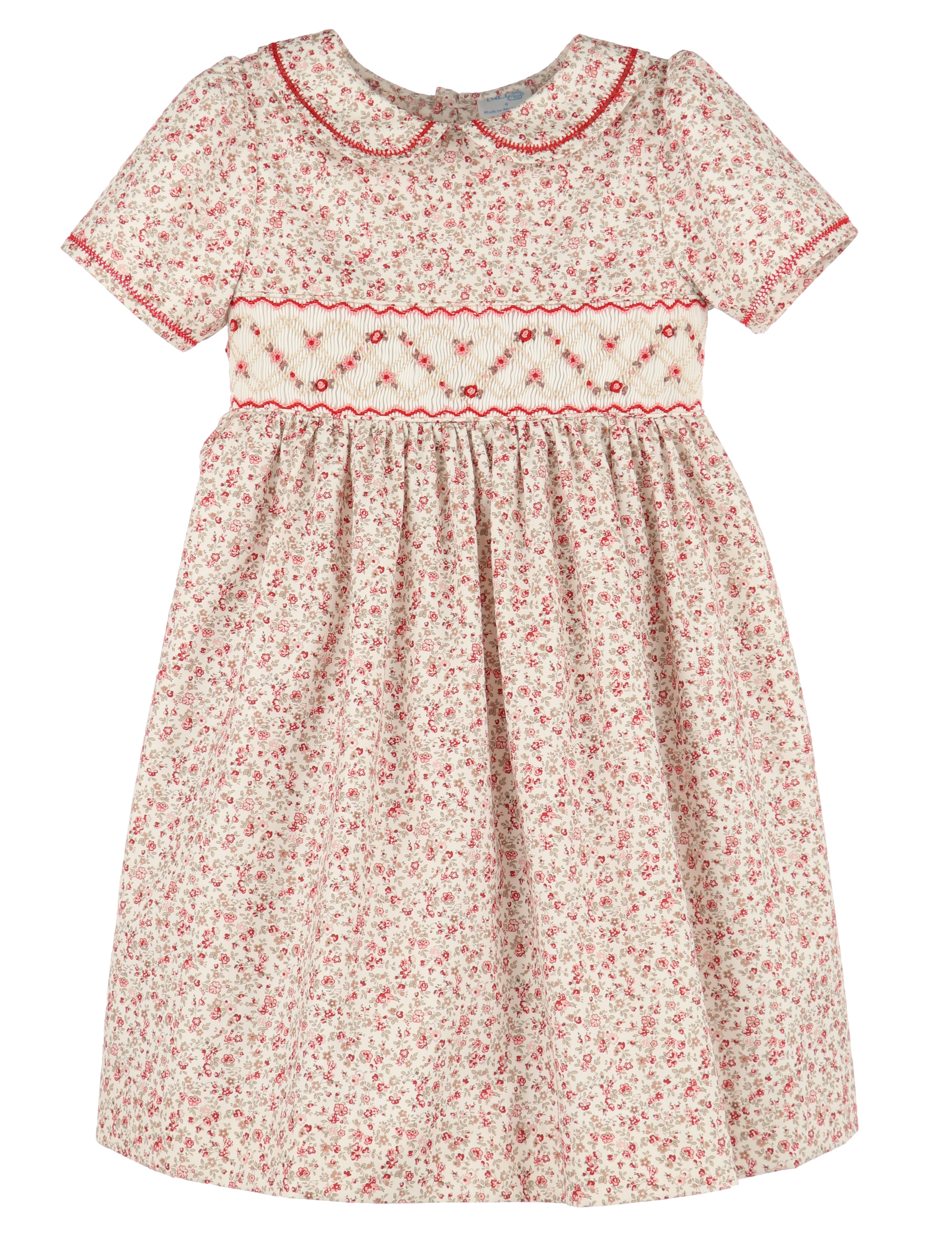 Mulberry Red Ditsy Smocked Dress