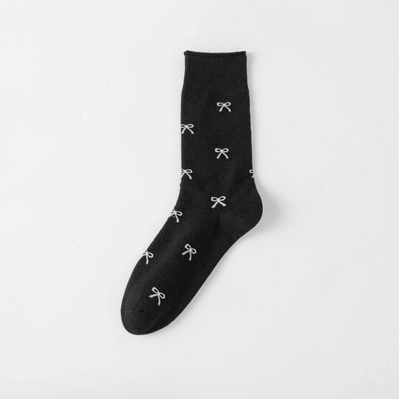 Allover Bow Print Mid Socks