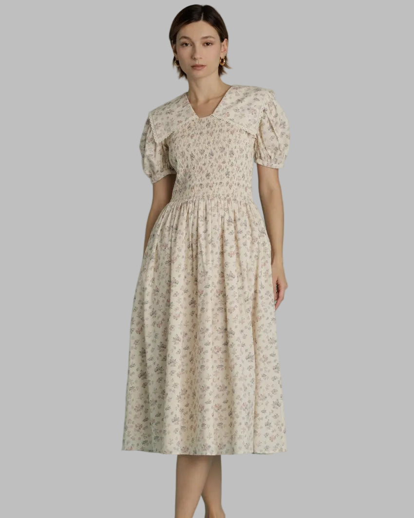 Women's Pink Floral Smocked Dress