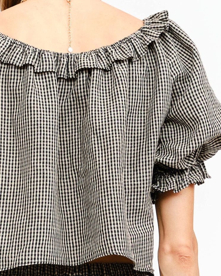 Black Beige Gingham Patio Set