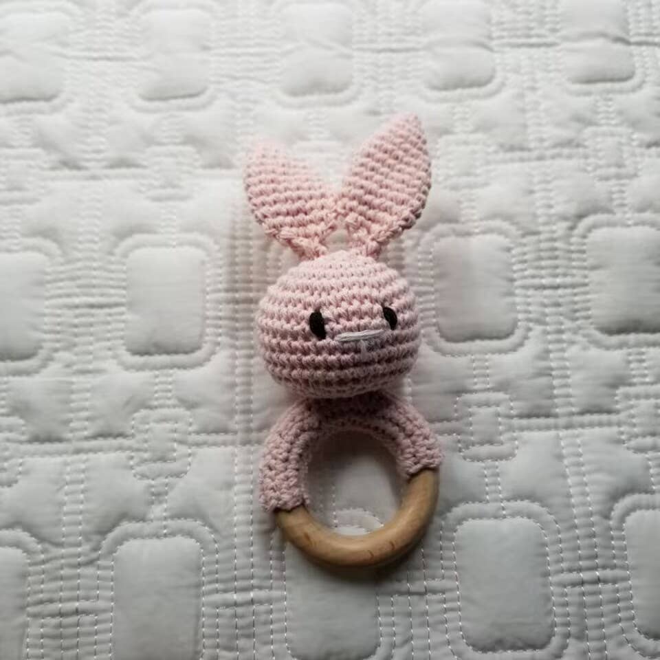 Knitting Bunny Hand Crochet Rattle