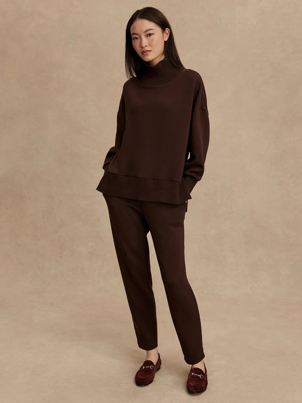 Varley Double Soft Coffee Turtle Top