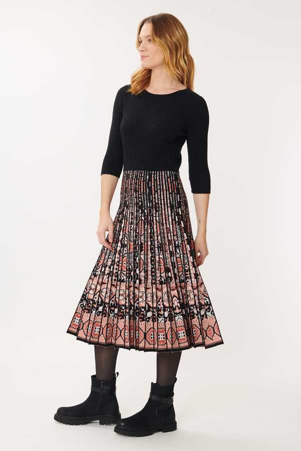 Geraldine Black Knit Tile Dress