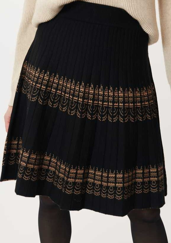 Edith Black and Gold Knit Skirt