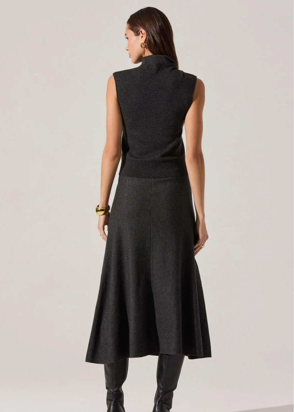 Deora Charcoal Knit Mock and Skirt Set