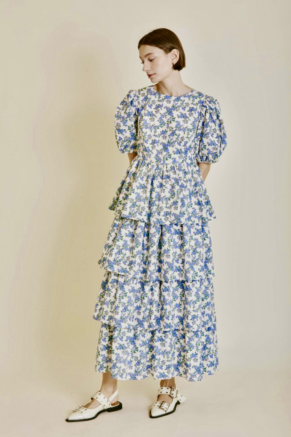 Paulina Periwinkle Floral Layered Dress