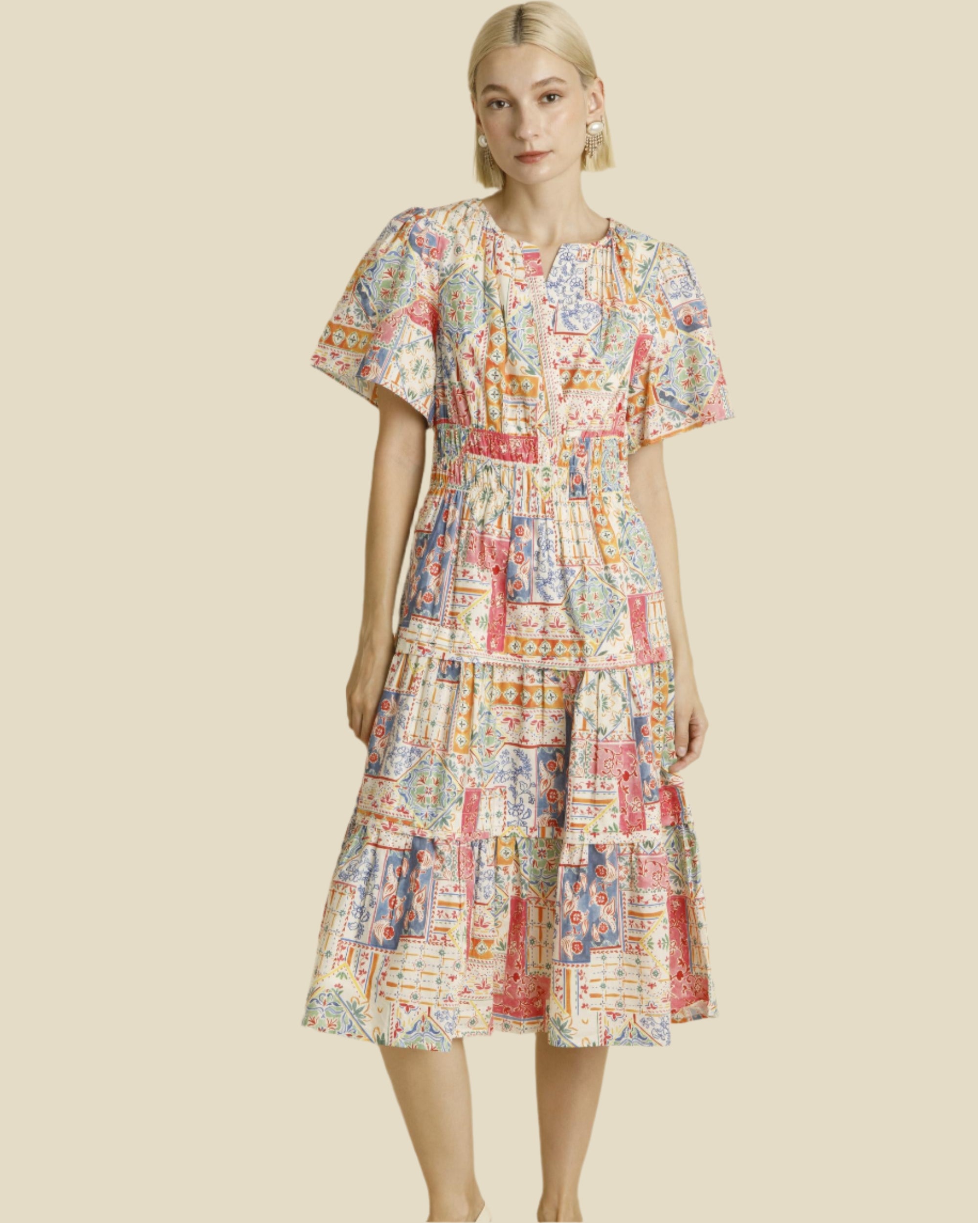 Summerville Patchwork Multi Print Dress