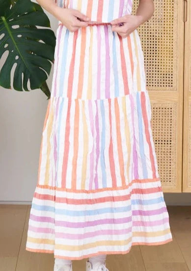 Maya Rainbow Stripe Seersucker Skirt